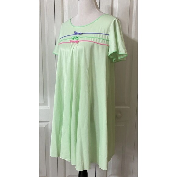 Vintage 2 Pc Lorraine Green Nylon Babydoll Nightgown and Robe Peignoir - Picture 8 of 16